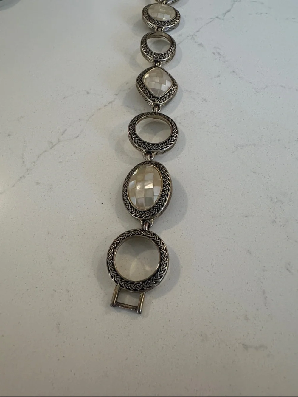 Lia Sophia Silver-Tone Oval Link Bracelet with White Mother-of-Pearl - Picture 3 of 3